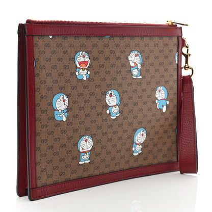 Gucci X DORAEMON Mini Vintage GG Supreme Monogram Wristlet Pouch Beige Cherry Red 3 of 7
