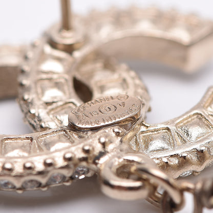 Chanel Crystal Pearl CC Drop Earrings Gold 4 of 5