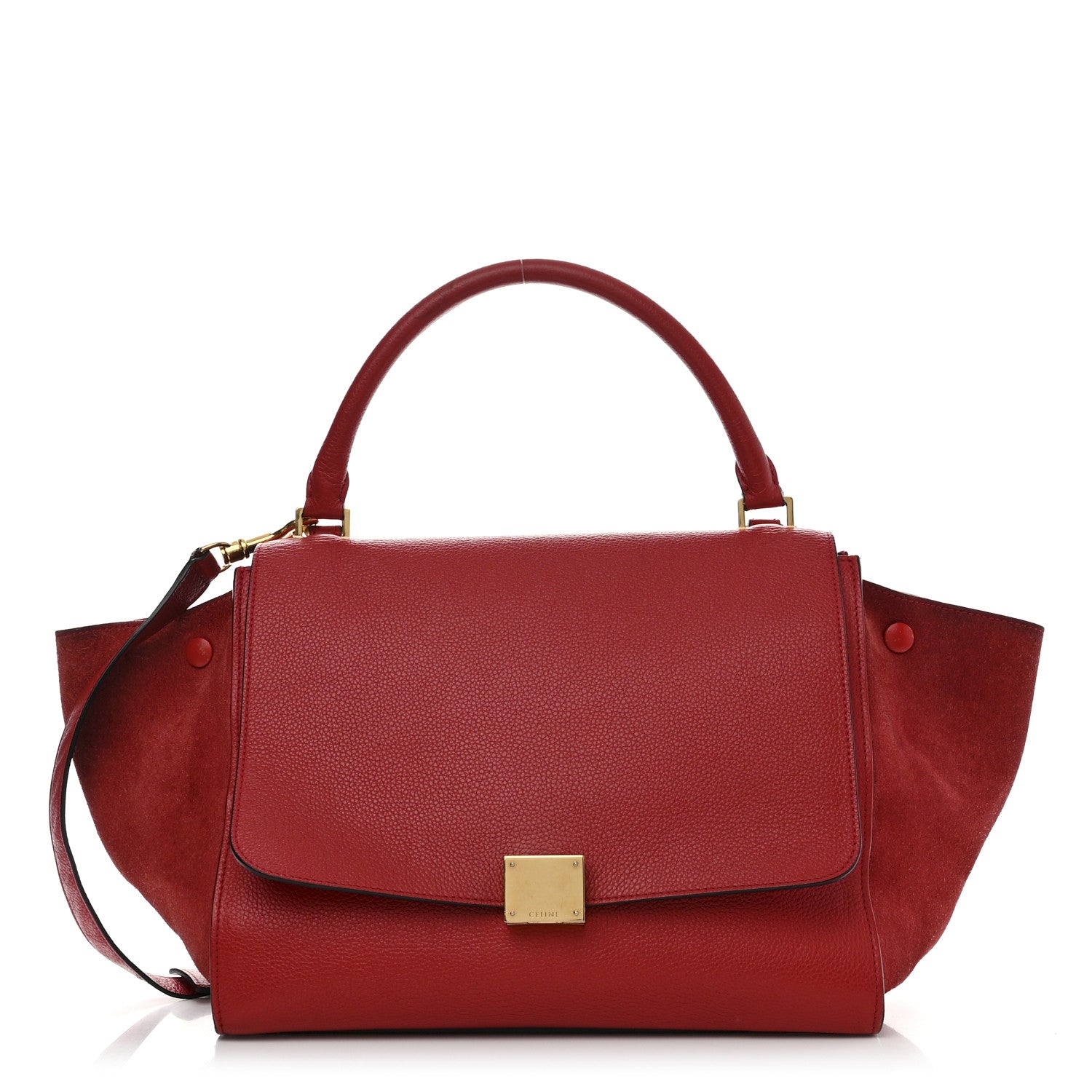 Celine Drummed Calfskin Suede Medium Trapeze Coquelicot 1 of 18
