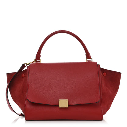 Celine Drummed Calfskin Suede Medium Trapeze Coquelicot 1 of 18