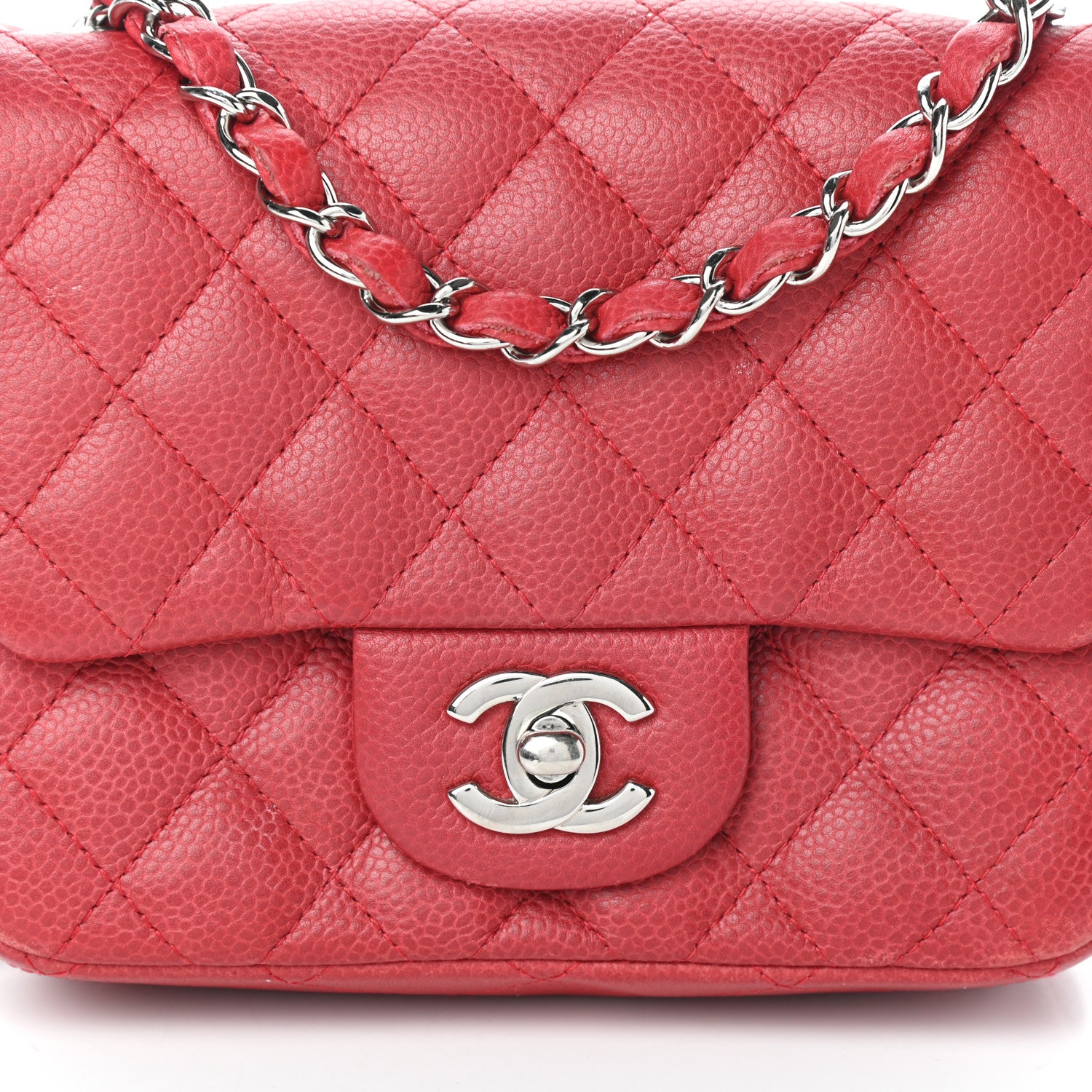 Chanel Caviar Quilted Mini Square Flap Red 8 of 10