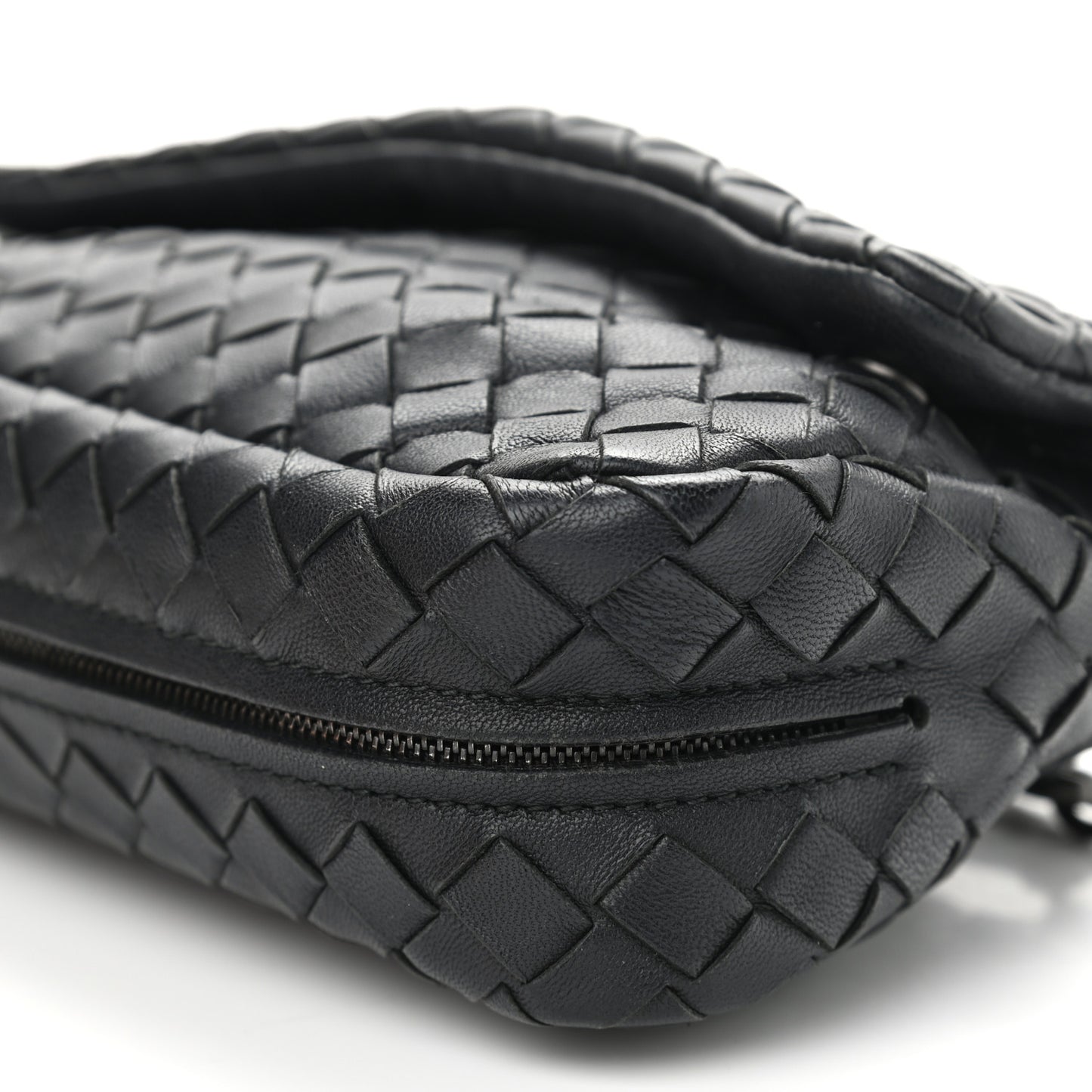 Nappa Intrecciato Mini Chain Messenger Black