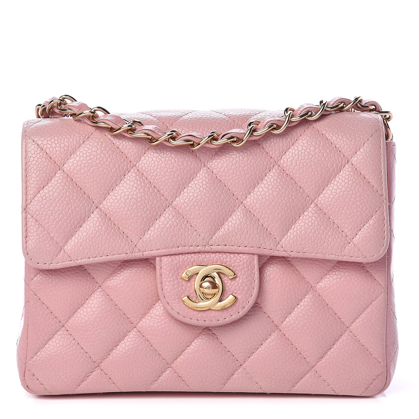 Caviar Quilted Mini Square Flap Pink