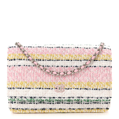 Chanel Metallic Tweed Quilted Wallet On Chain WOC White Multicolor 1 of 13