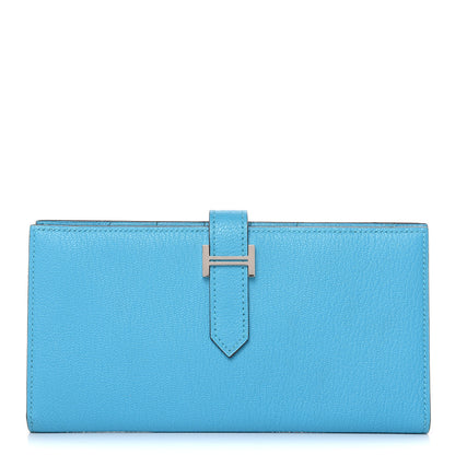 Hermes Chevre Mysore Bearn Gusset Wallet Bleu Azteque 1 of 7