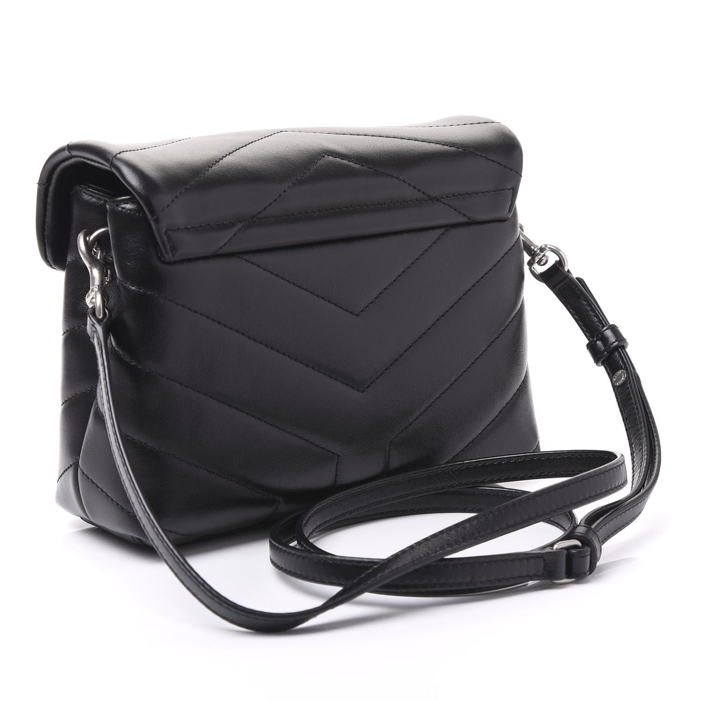 Calfskin Y Quilted Monogram Toy Loulou Crossbody Bag Black