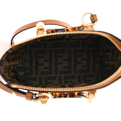 Fendi Vitello King Plexiglass Logo Embossed Mini By The Way Top Handle Boston Bag Caramello 5 of 11