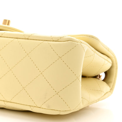 Chanel Lambskin Quilted Mini Rectangular Sweet Camellia Flap Yellow 10 of 10