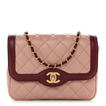 Chanel Lambskin Quilted Mini Two Tone Day Flap Pink Burgundy 1 of 10