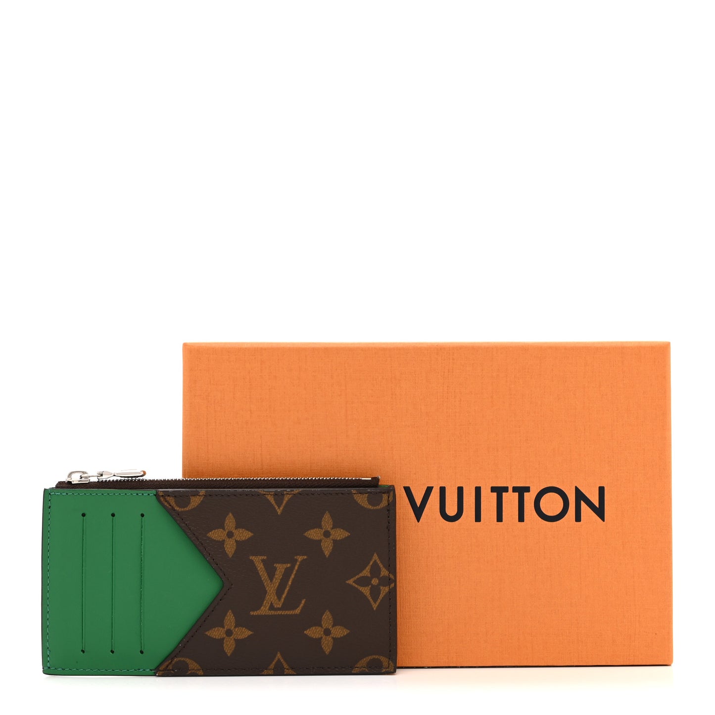 Monogram Calfskin Coin Card Holder Minty Green