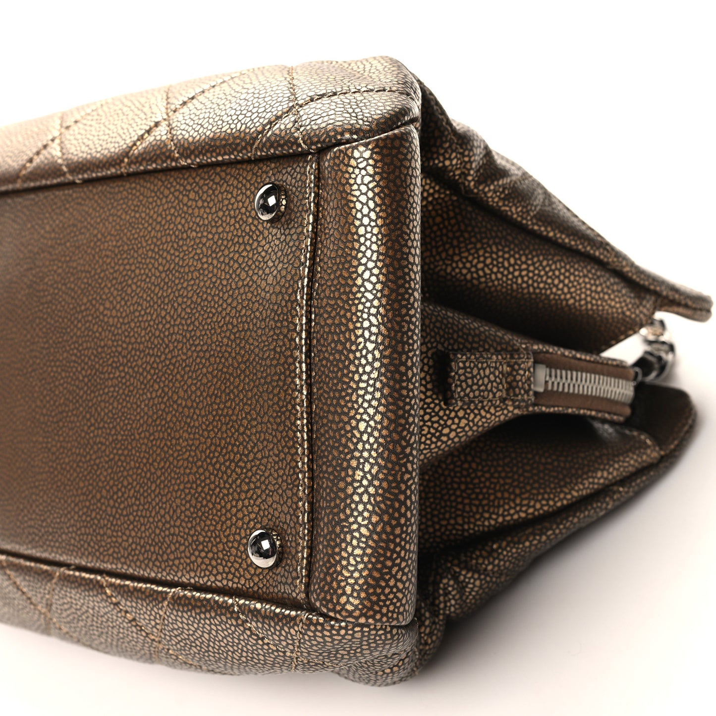 Metallic Caviar Timeless CC Shopping Tote Gold