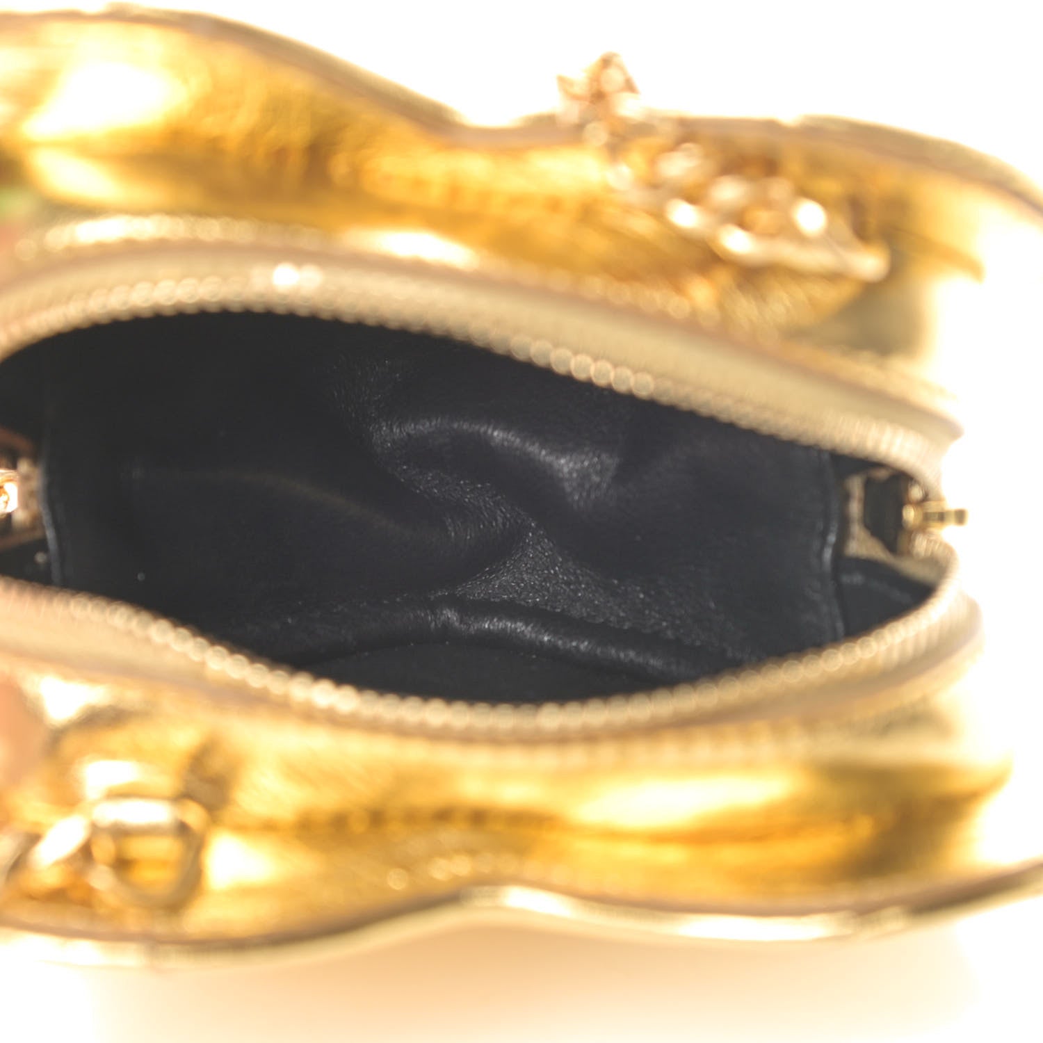 Saint Laurent Metallic Calfskin Matelasse Chevron Monogram Small Love Heart Chain Bag Gold 4 of 4