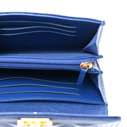Chanel Caviar Quilted Medium Boy Flap Wallet Blue 5 of 9