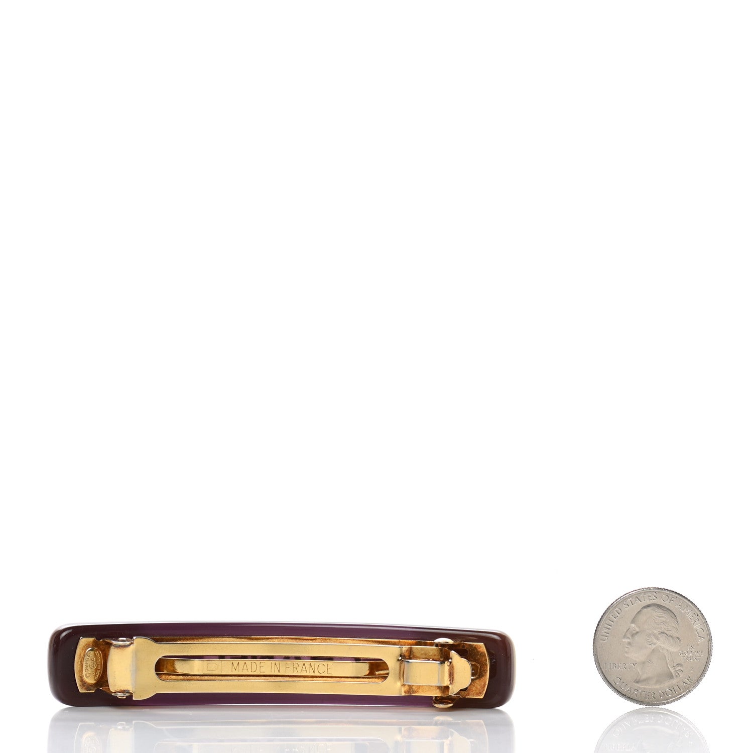 Chanel Resin Logo Hair Clip Barrette Brown 2 of 4