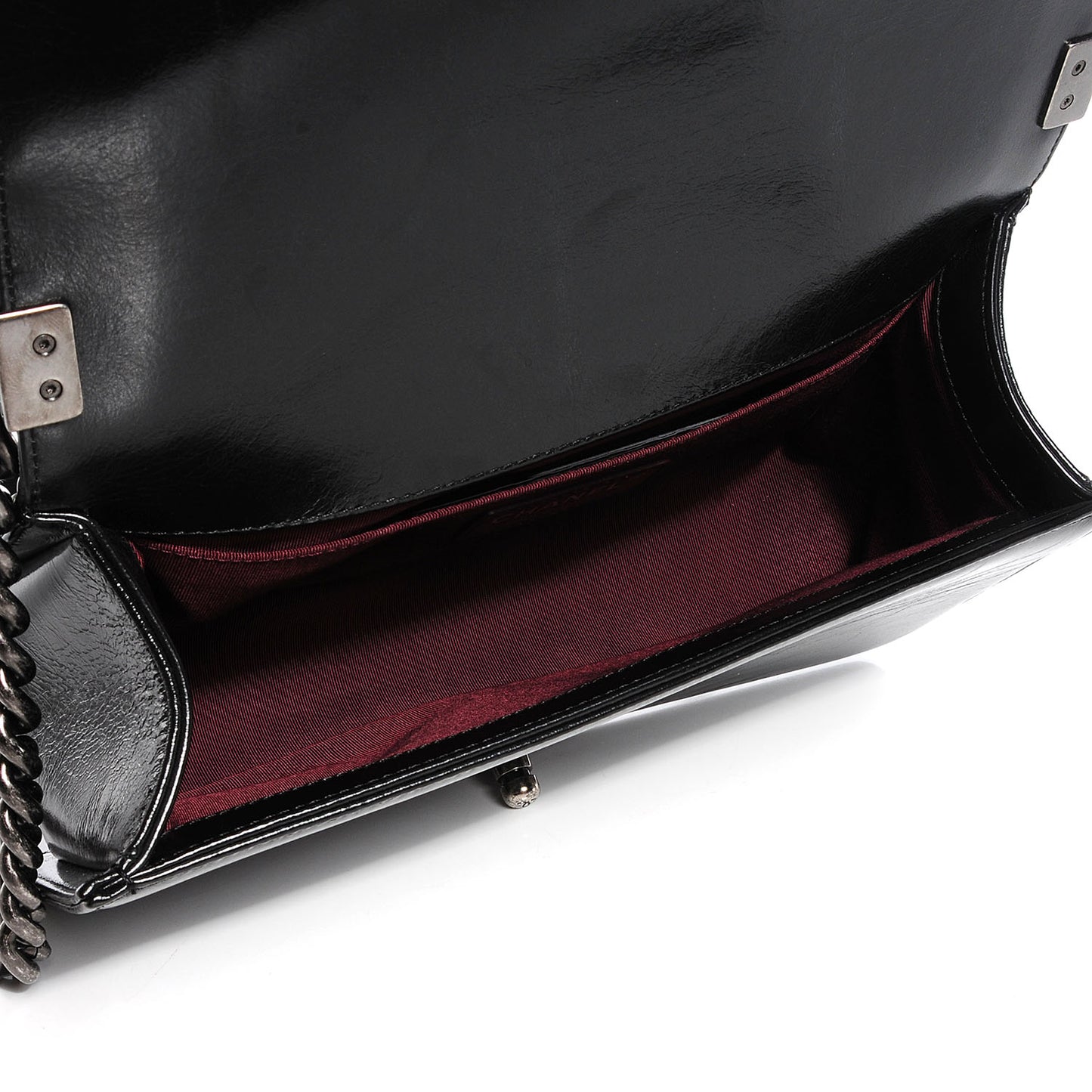 Calfskin Medium Boy Chained Flap Black