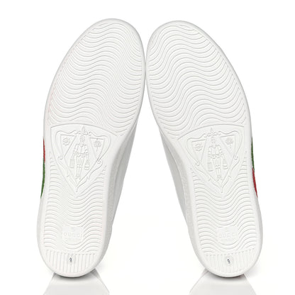 Gucci Calfskin Interlocking G Mens New Ace Sneakers 9 White Red Flame Green 6 of 9