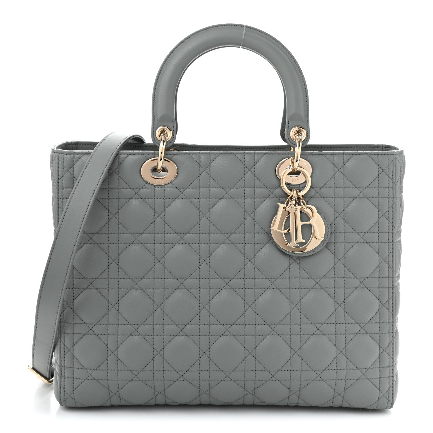 Christian Dior Lambskin Cannage Large Lady Dior Stone Grey 1 of 10