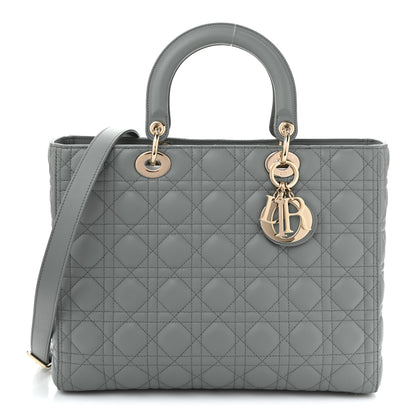 Christian Dior Lambskin Cannage Large Lady Dior Stone Grey 1 of 10