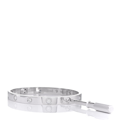 Cartier 18K White Gold 10 Diamond LOVE Bracelet 18 6 of 10