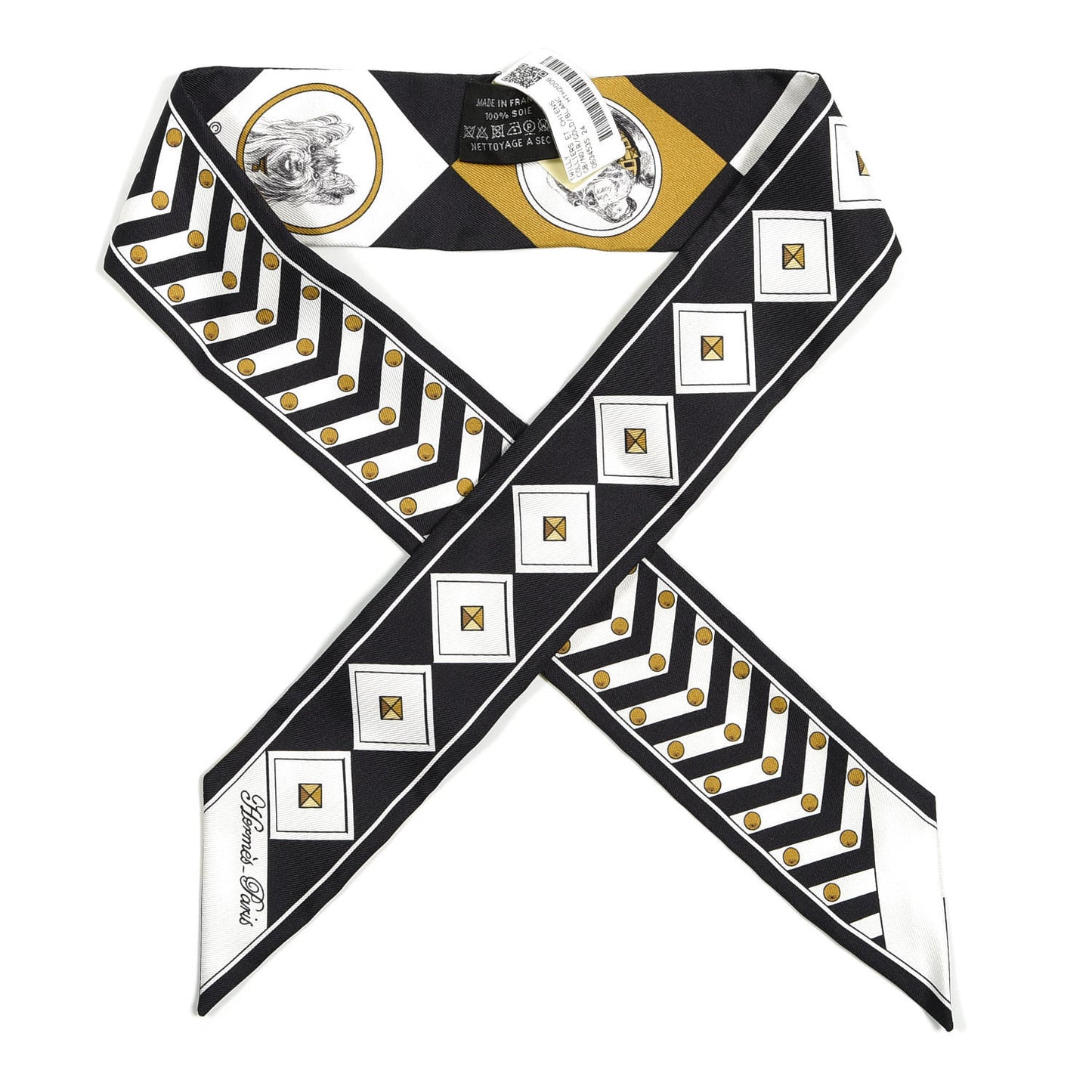 Silk Colliers Et Chiens Twilly Black Gold White