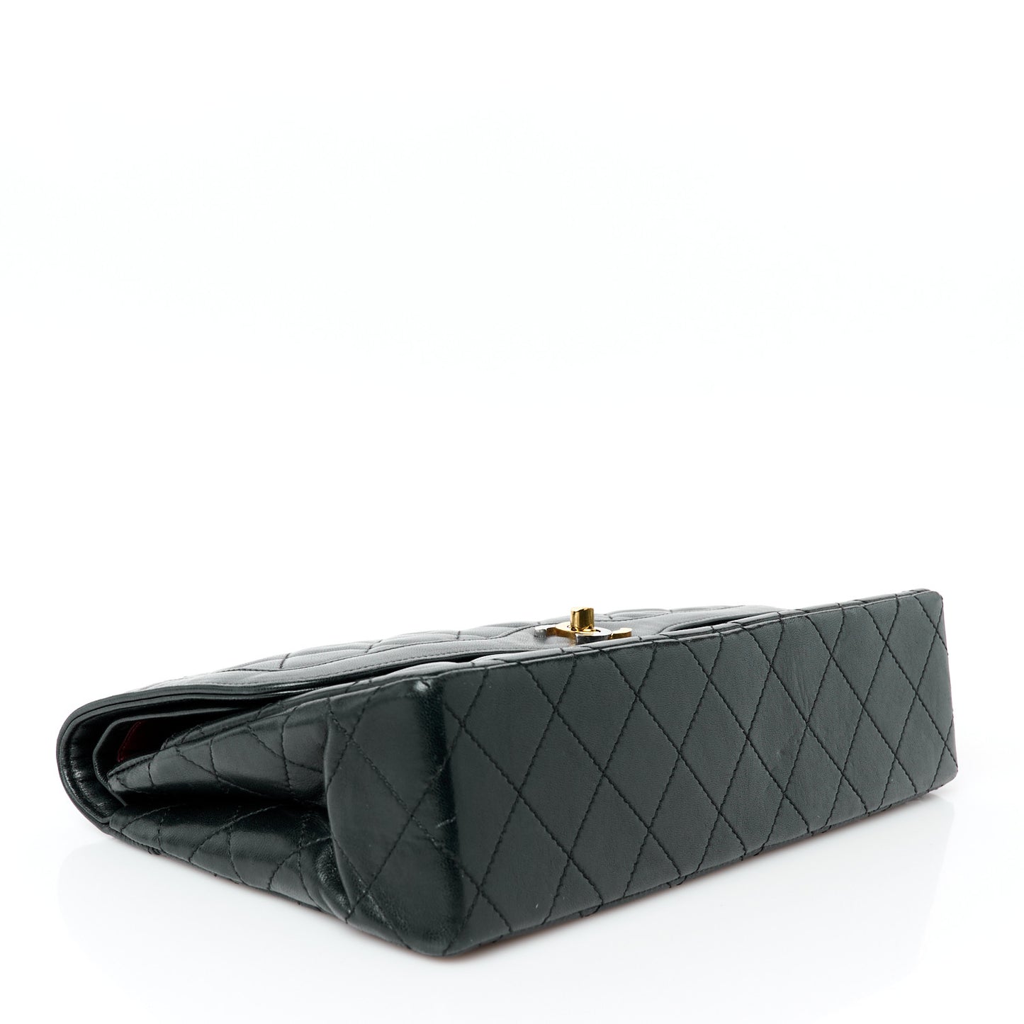 Lambskin Quilted Medium Double Flap Bag Black