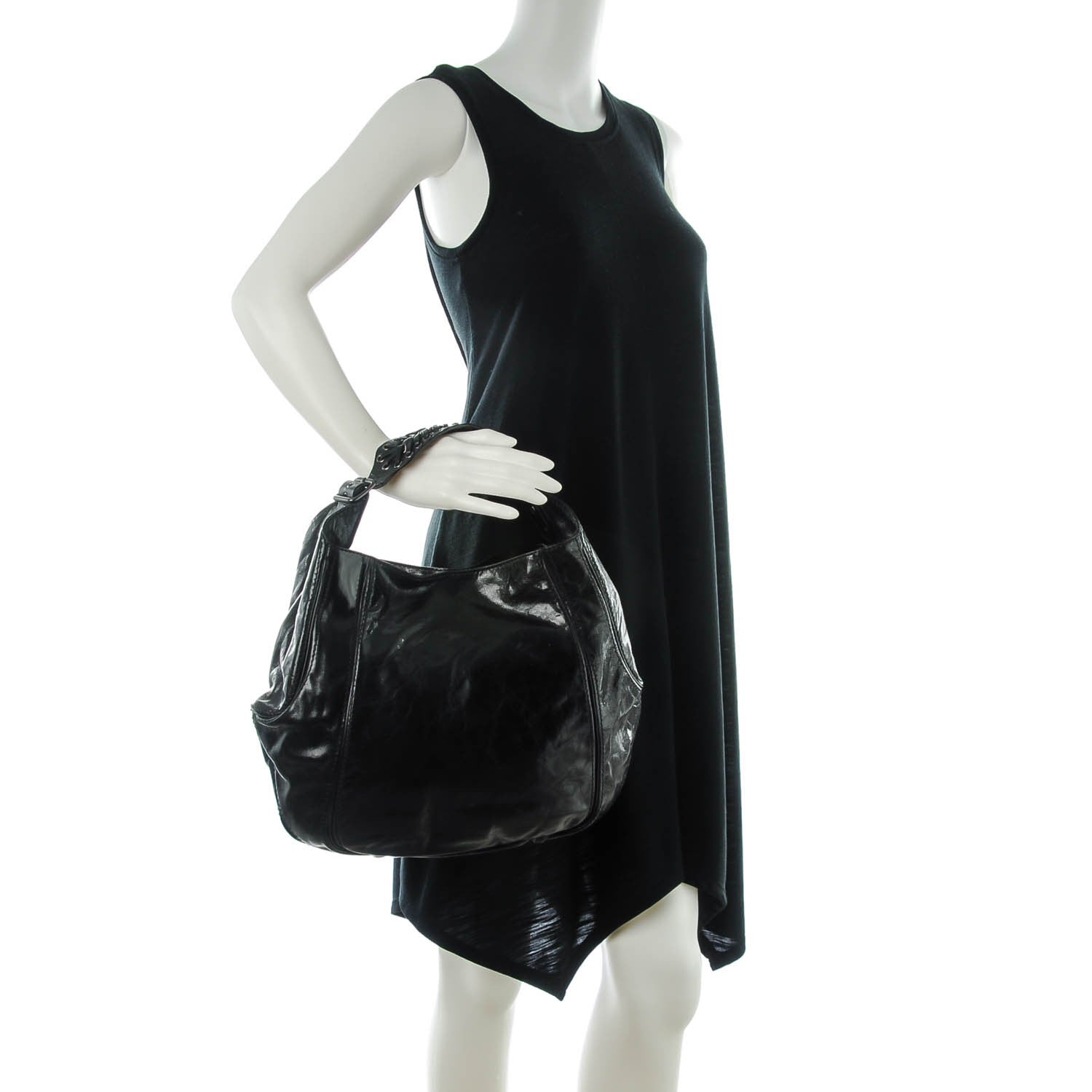 Givenchy Crinkled Patent Lace Up Eclipse Hobo Black 2 of 8