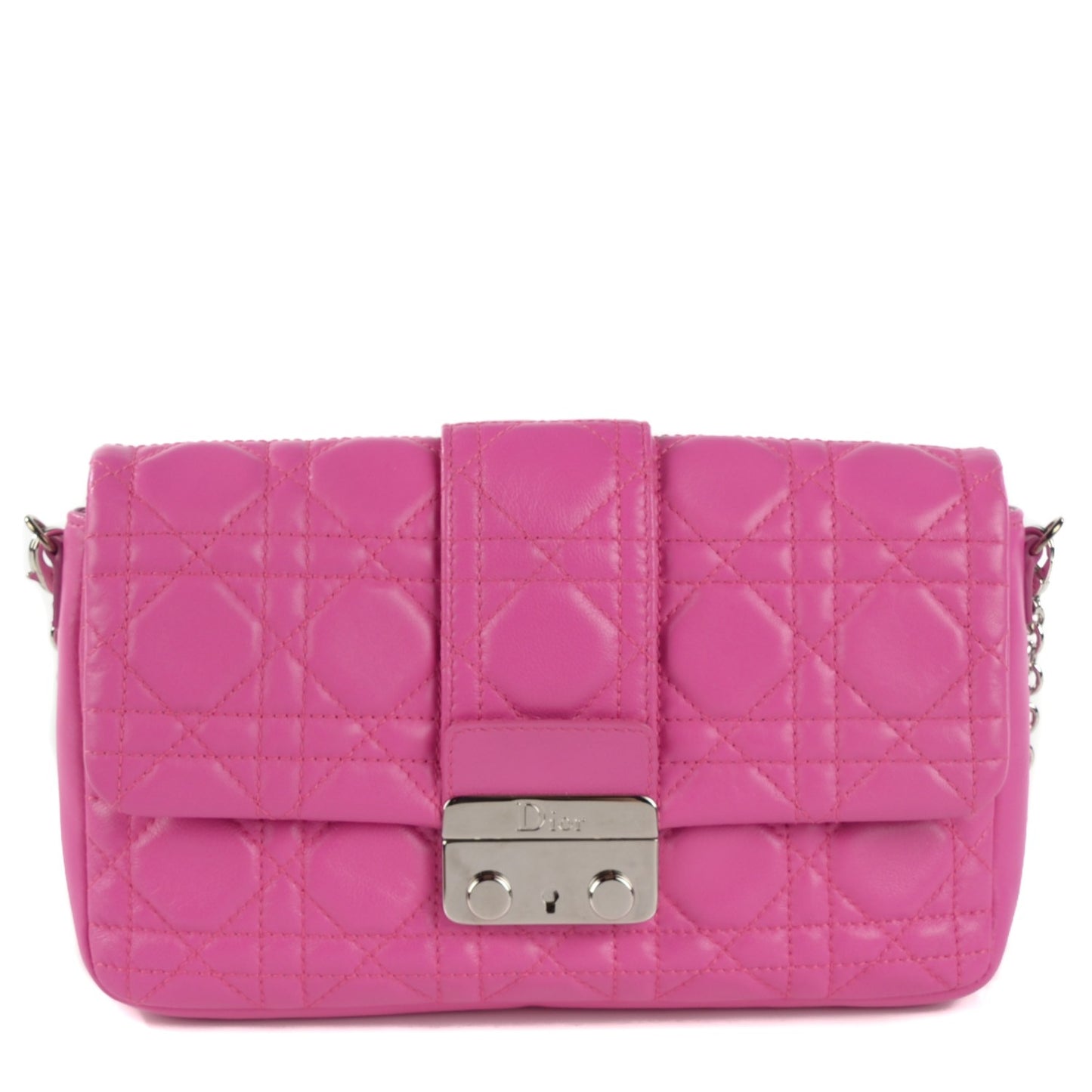 Lambskin Cannage New Lock Pouch Rose Sorbet
