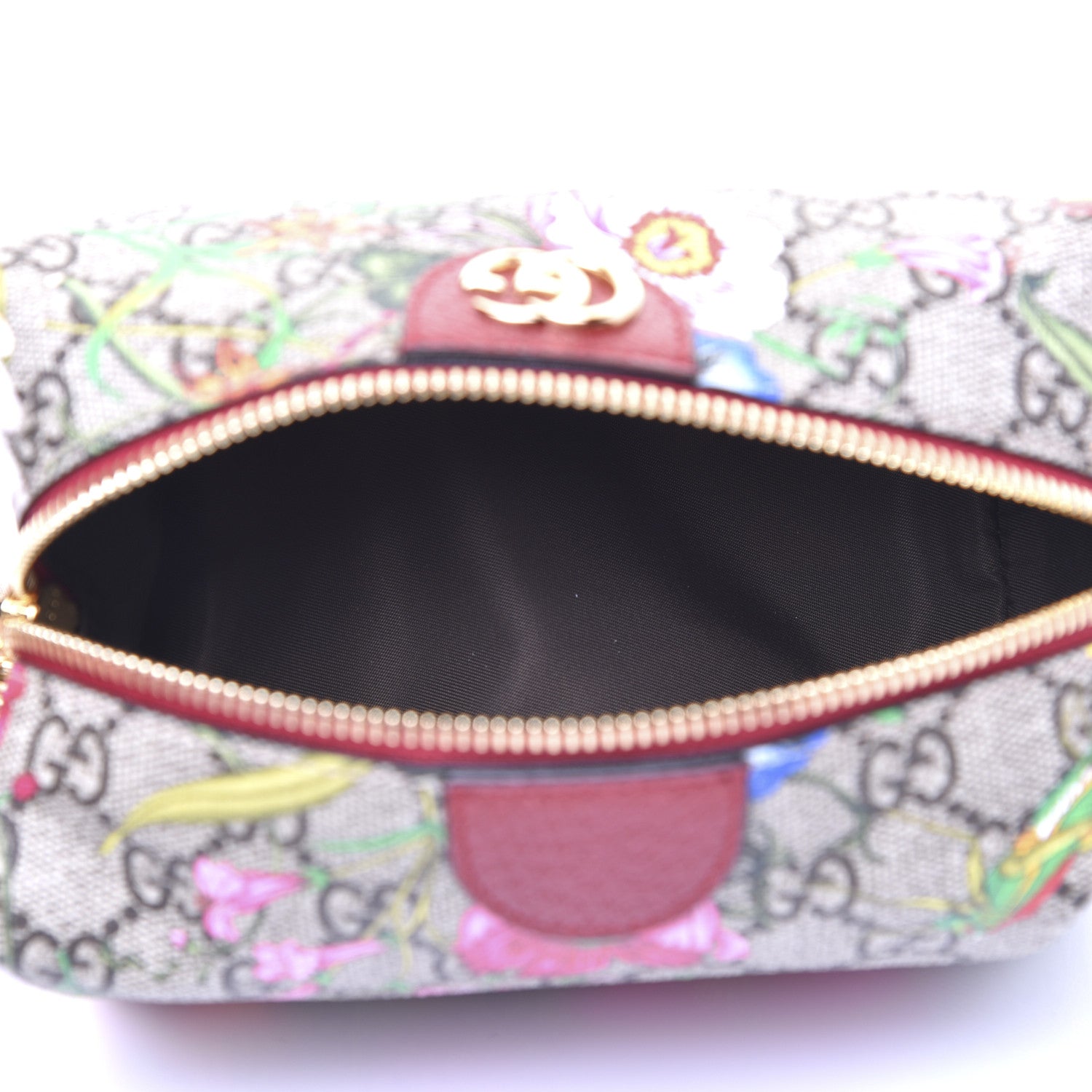 Gucci Soft GG Supreme Monogram Flora Calfskin Medium Ophidia Cosmetic Case Beige Ebony Multicolor Rosso 5 of 14