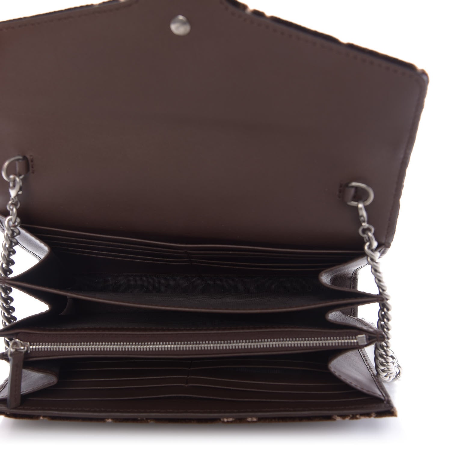 Gucci Velvet GG Monogram Mini Dionysus Chain Wallet Brown 5 of 10