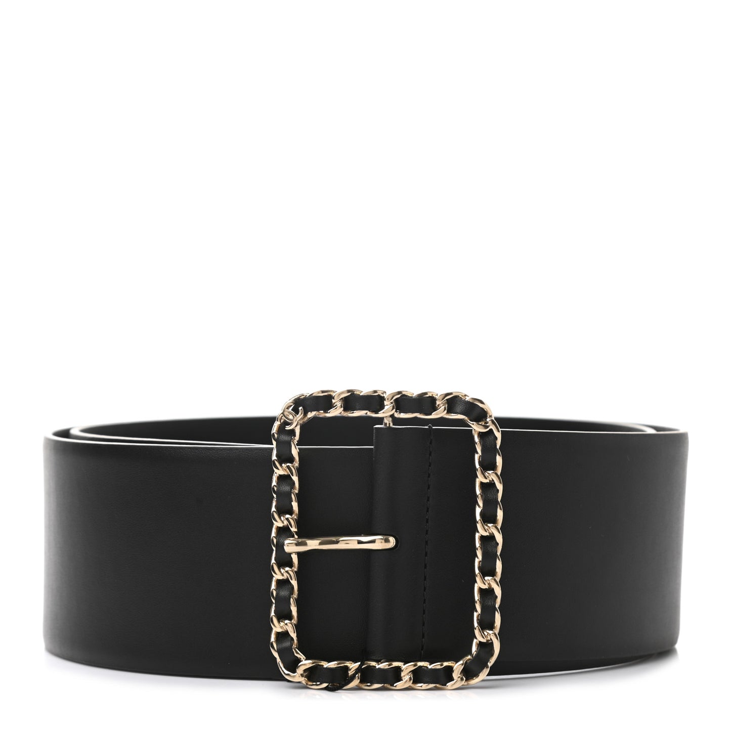Lambskin Chain Square Buckle Belt 95 38 Black