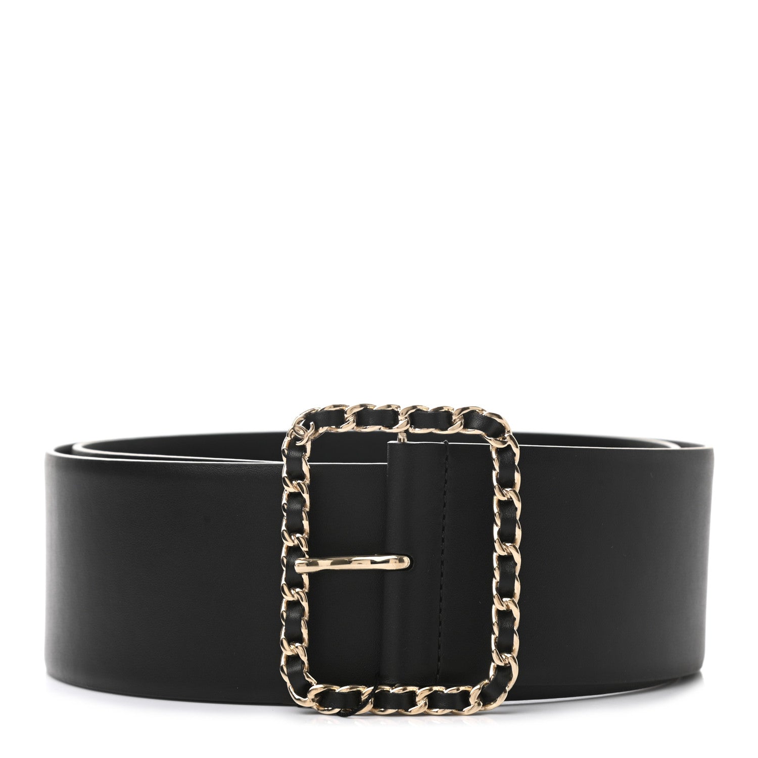 Chanel Lambskin Chain Square Buckle Belt 95 38 Black 1 of 5