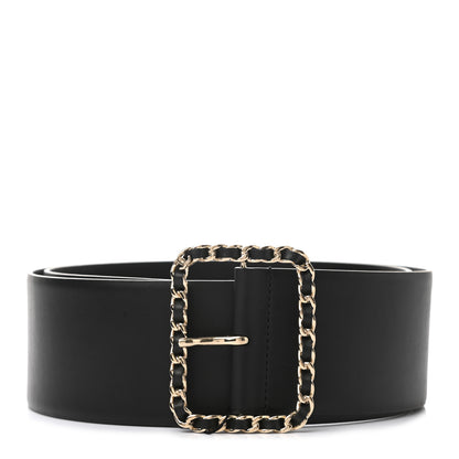 Chanel Lambskin Chain Square Buckle Belt 95 38 Black 1 of 5