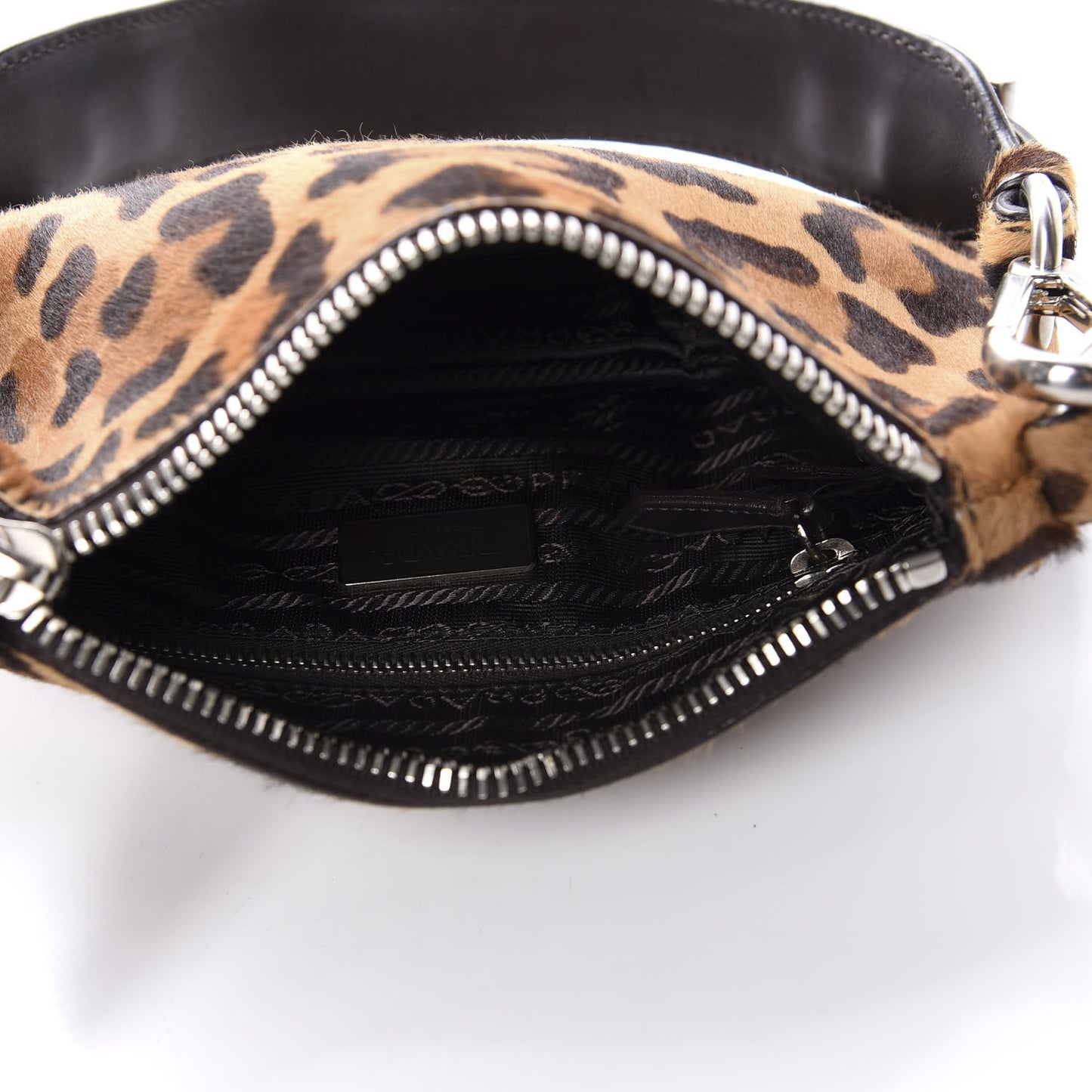 Calf Hair Leopard Print Shoulder Bag Miele Moro