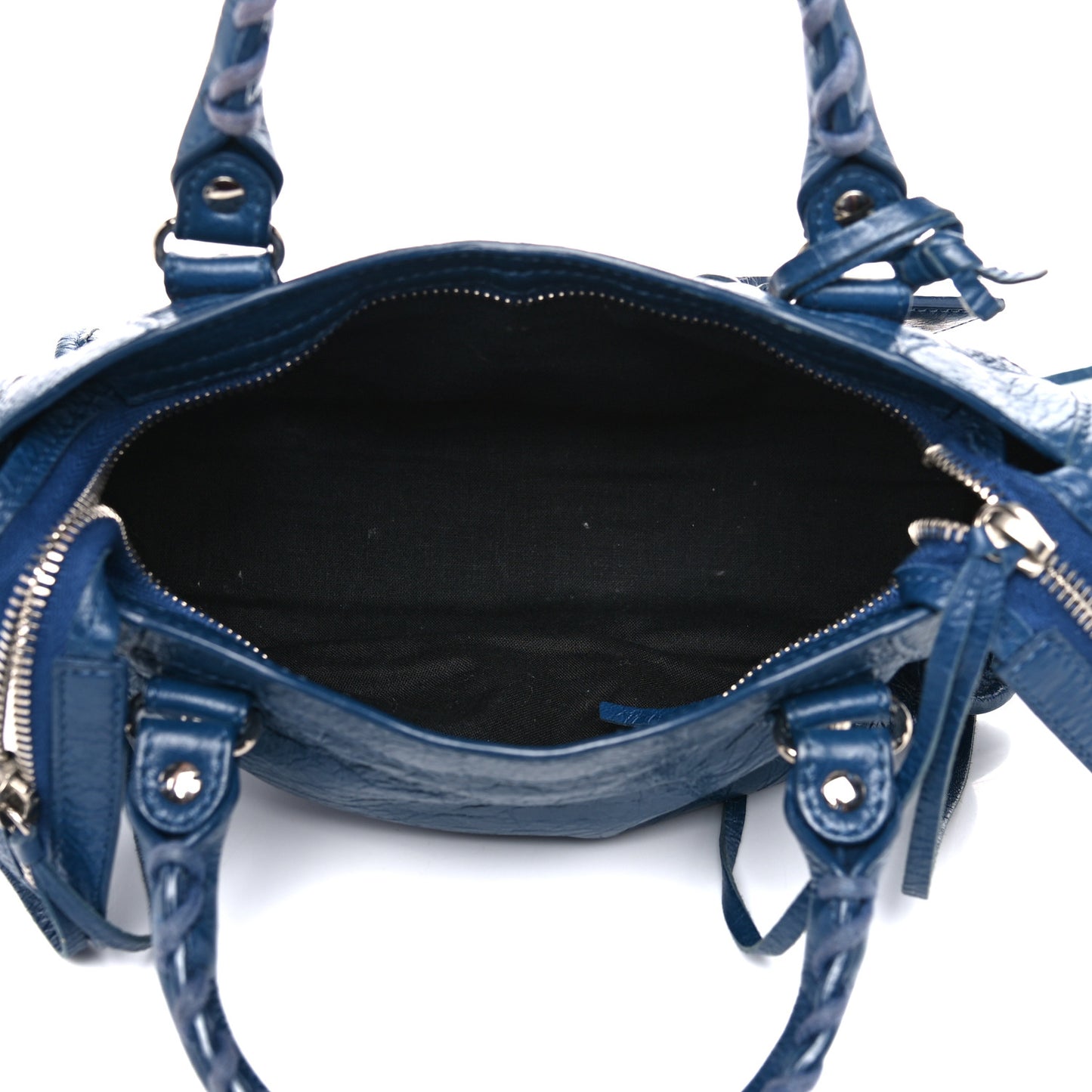 Agneau Classic Silver Hardware Mini City Bleu Profond