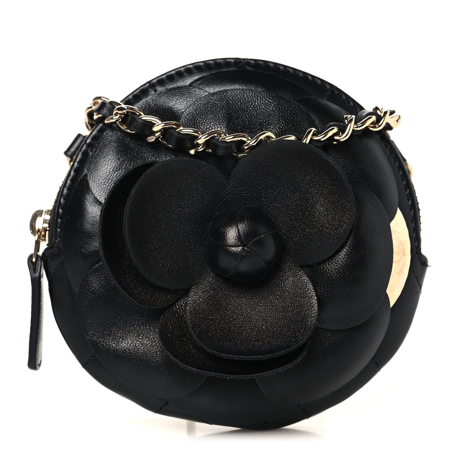 Chanel Lambskin Mini Camellia Bouquet Clutch With Chain Black 1 of 9