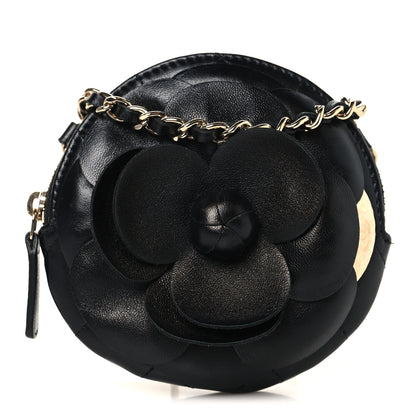 Chanel Lambskin Mini Camellia Bouquet Clutch With Chain Black 1 of 9