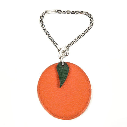 Hermes Chevre Mysore Orange Key Chain Bag Charm Orange 1 of 5