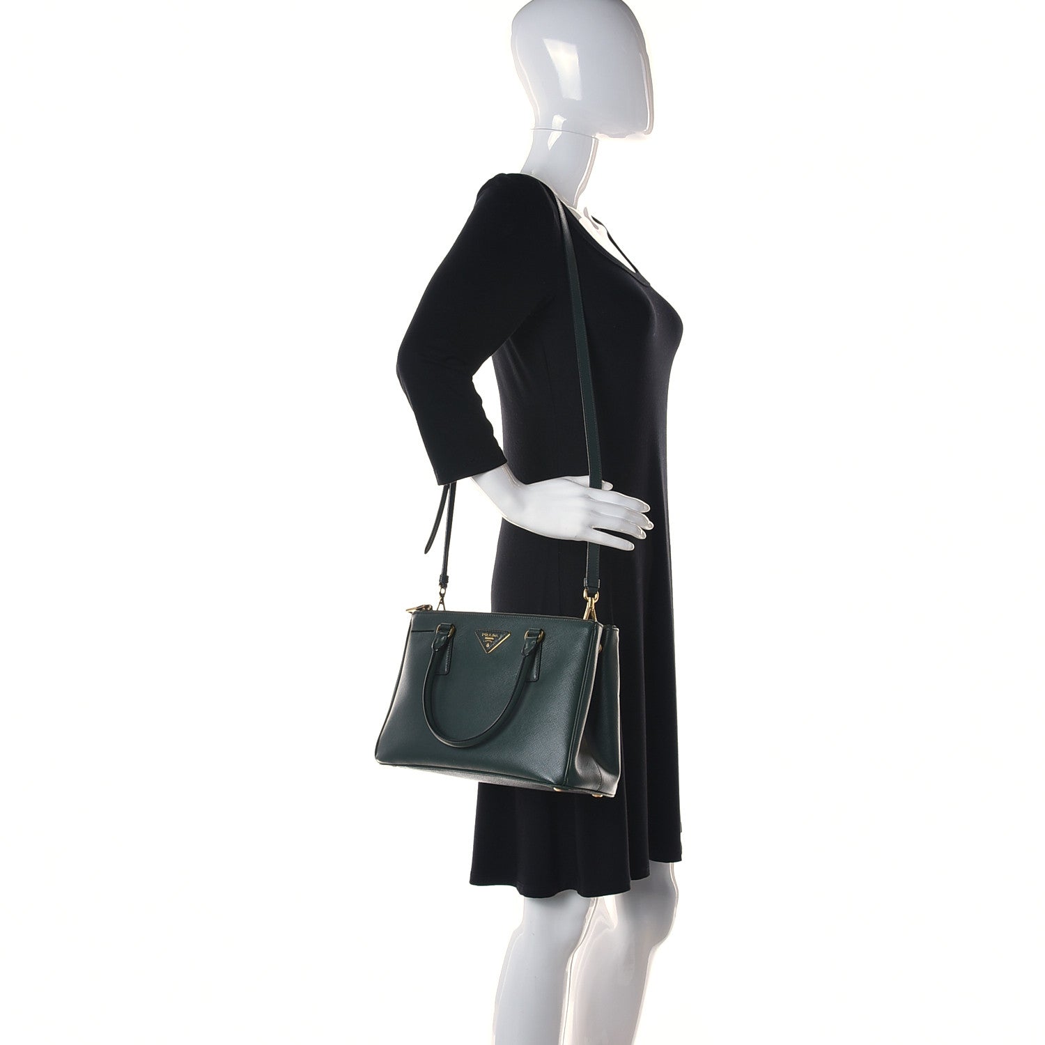 Prada Saffiano Small Galleria Double Zip Tote Smeraldo 2 of 9