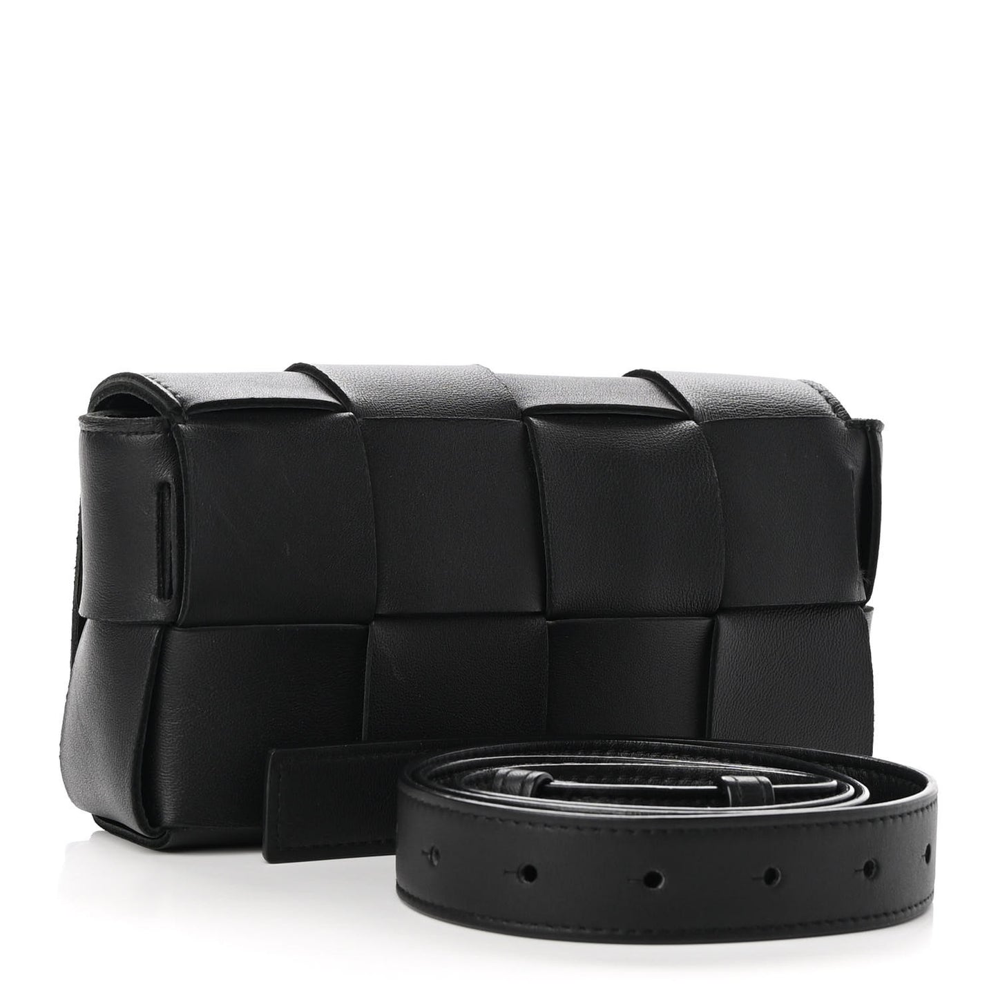 Nappa Maxi Intreccio The Belt Cassette Bag Black
