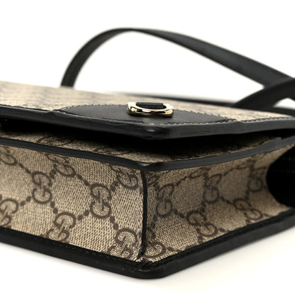 Gucci GG Emblem Monogram Wallet With Strap Beige Ebony Black 9 of 11
