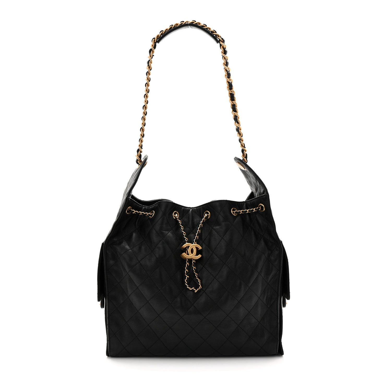 Caviar Quilted Medium Chanel 25 Handbag Black