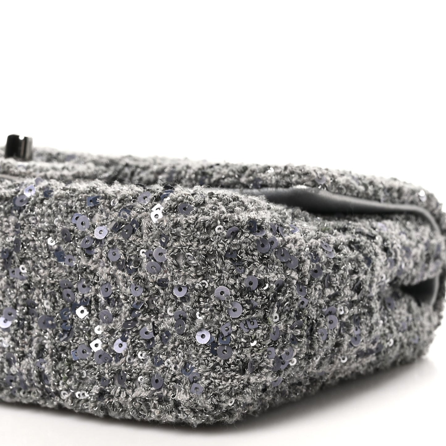 Tweed Sequin Mini Rectangular Flap Grey
