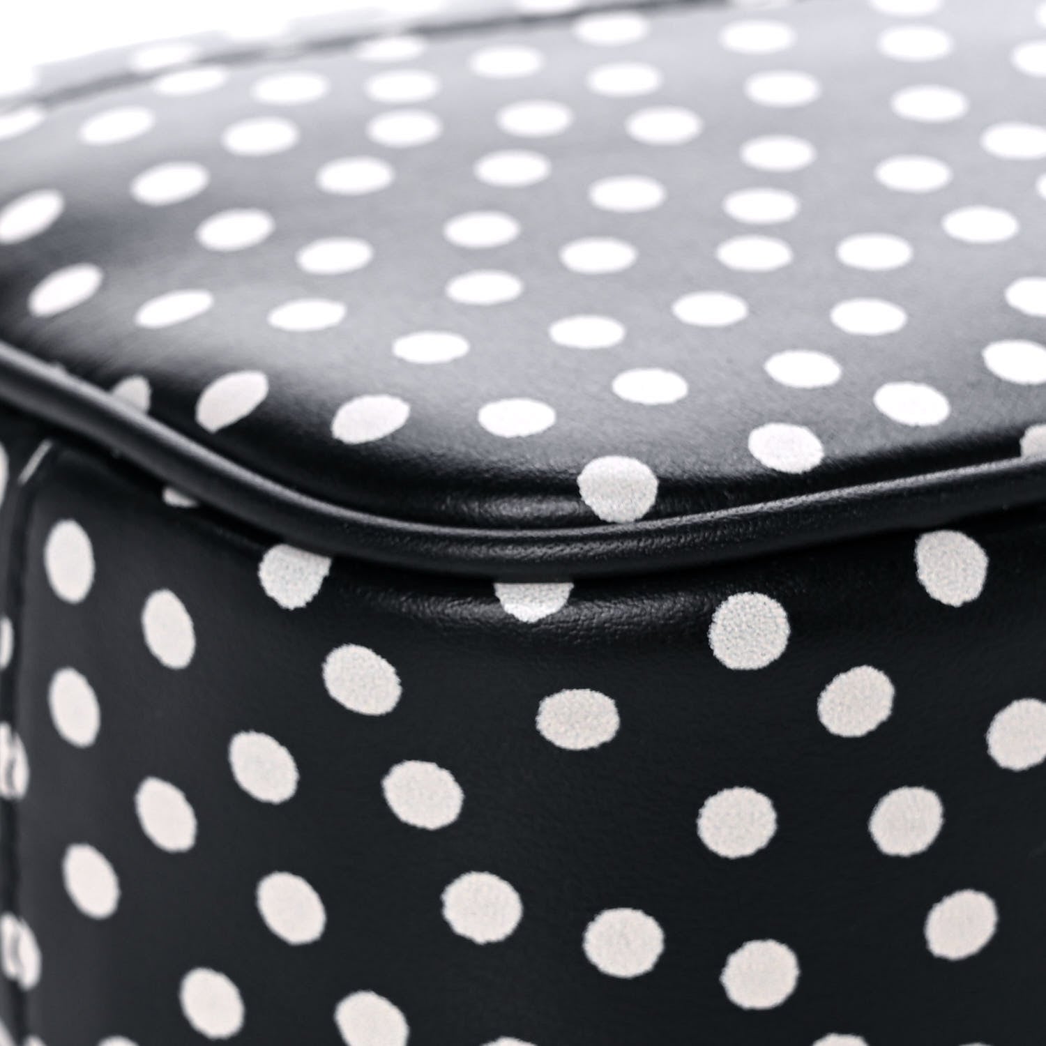 Saint Laurent Calfskin Printed Polka Dot Mini Lou Camera Bag Black Crema Soft 11 of 13