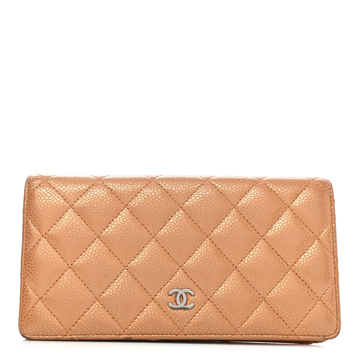 Chanel Metallic Caviar Quilted Yen Wallet Gold 1 of 11