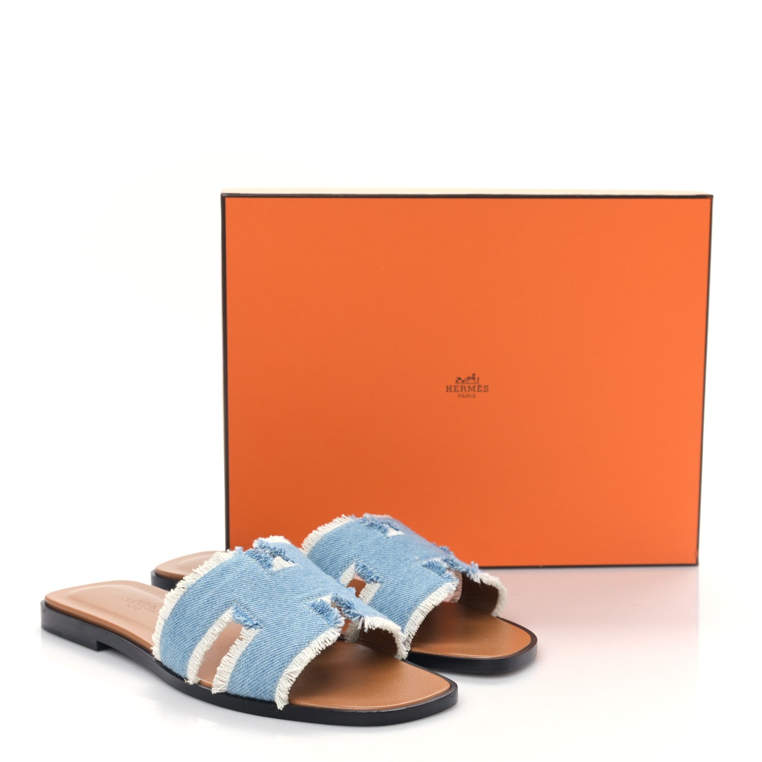 Hermes Denim Oran Fringe Sandals 38 Bleu Clair 9 of 9
