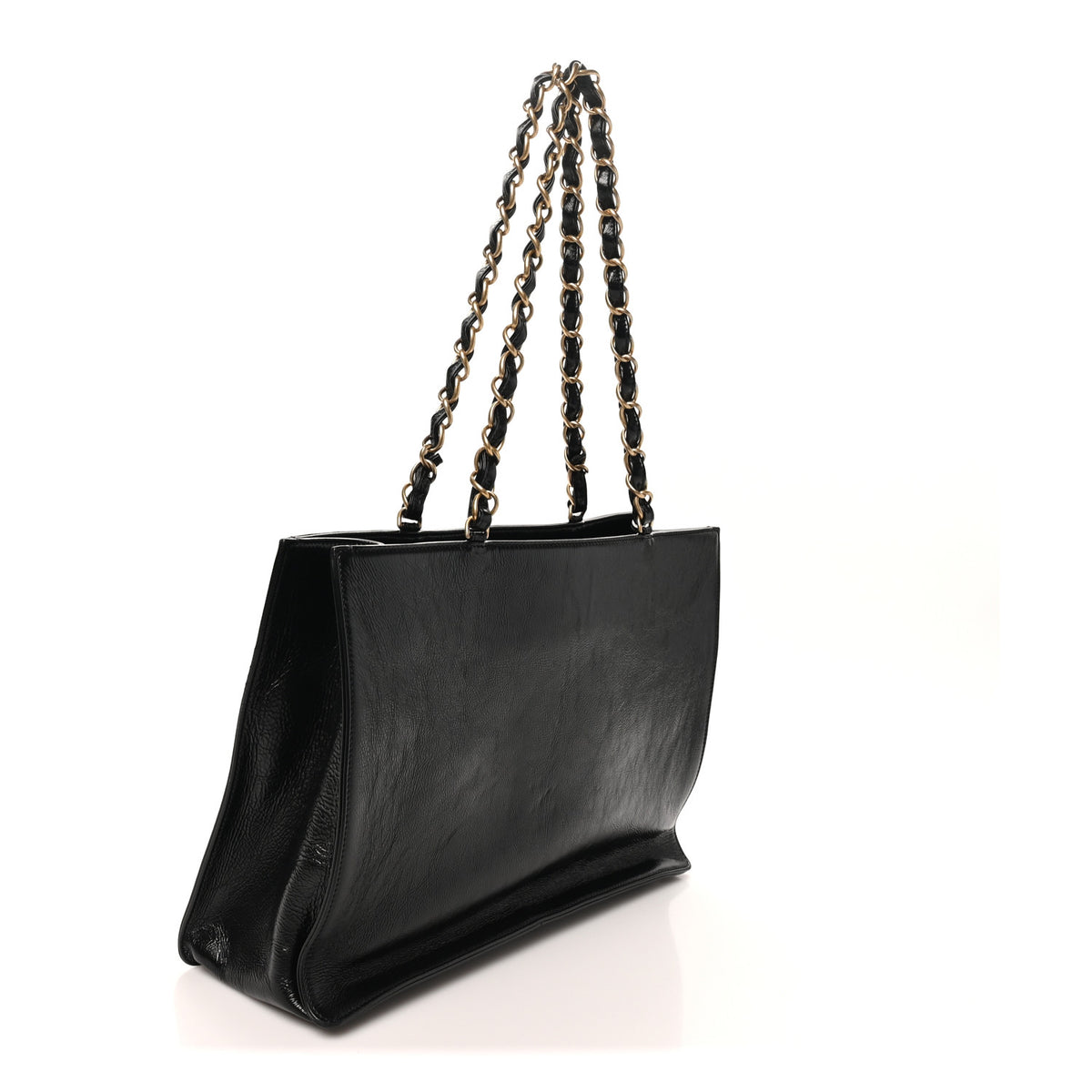 Chanel Glazed Aged Calfskin CC Tote Black 3 of 11