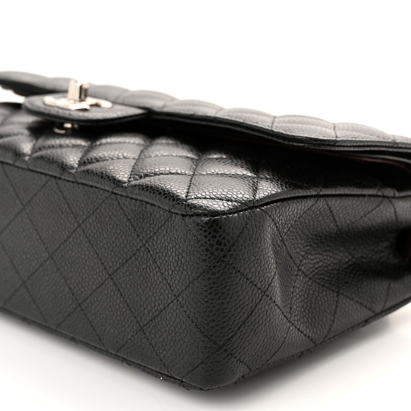 Caviar Quilted Medium Double Flap Black