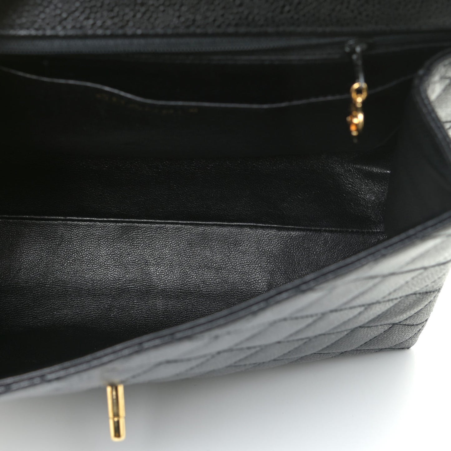 Caviar Quilted Jumbo Kelly Flap Black