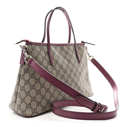 Gucci GG Supreme Monogram Small Zippered Tote Beige New Rosette 3 of 13