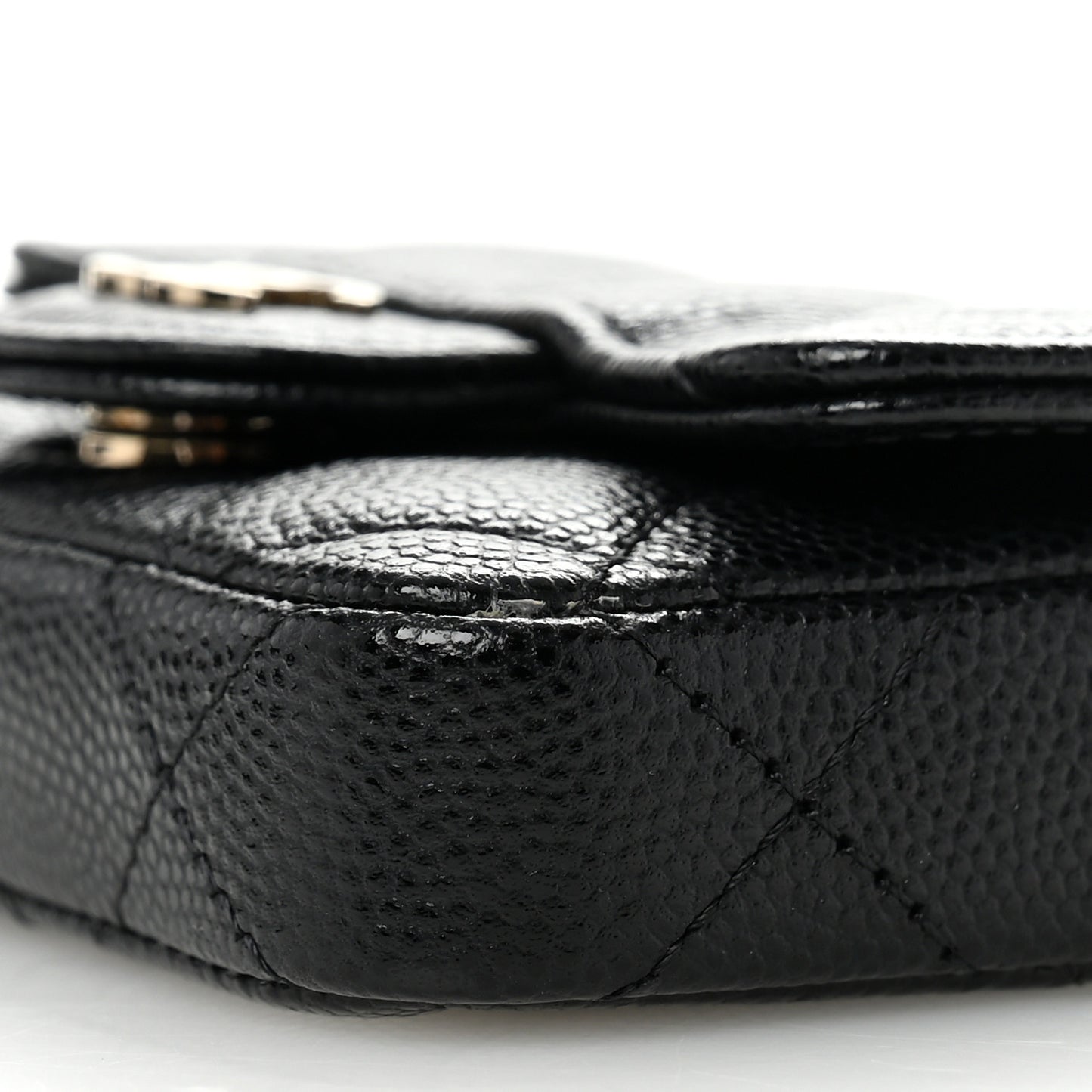 Caviar Quilted Mini Chain Belt Bag Black